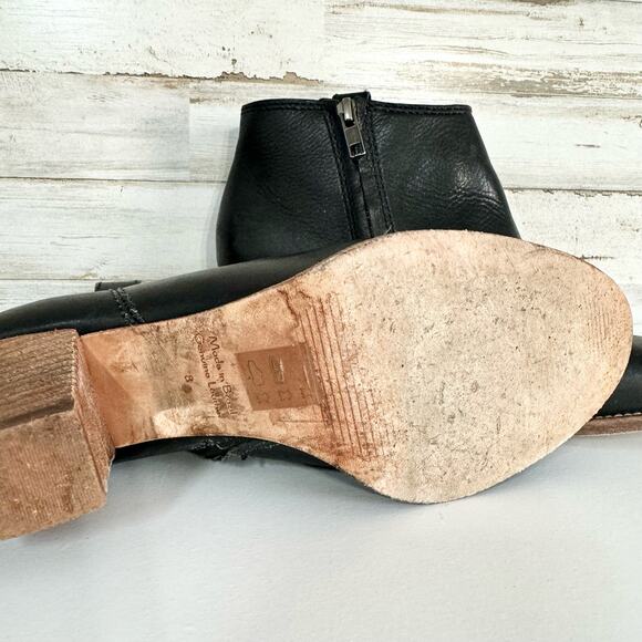 Madewell Women The Billie Black Side Zipper Leather Ankle Bootie Size 8 - Picture 6 of 8